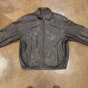 Brandini le collezioni brown bomber leather jacket